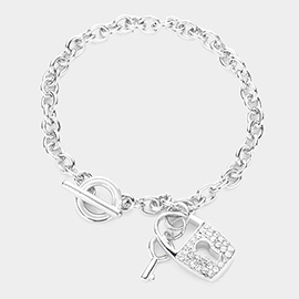 Key Lock Charm Toggle Bracelet