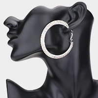 2 Row Crystal Rhinestone Hoop Earrings