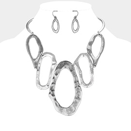 Abstract Hammered Metal Collar Necklace