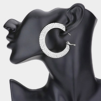 Crystal Rhinestone 2.2 Inch Hoop Earrings