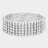 5-Row Crystal Rhinestone Stretchable Bracelet