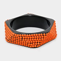 Bead studded geometric bangle bracelet