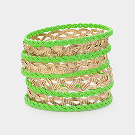 9PCS - Color Block Twisted Metal Stackable Bracelets