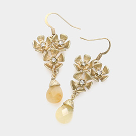 Flower Gemstone Dangle Earrings