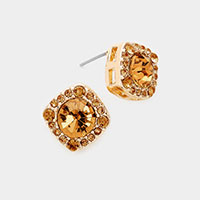 Round Stone Accented Stud Evening Earrings