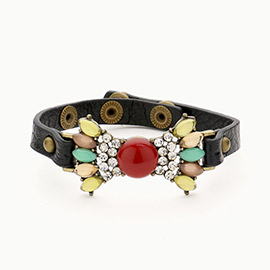 Multi Color Bead Snap Button Bracelet