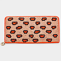 Orange Tone Leopard Crystal Wallet
