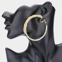 Crystal Rhinestone Chain Hoop Clip On Earrings