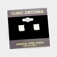 7 mm Square CZ stud earrings