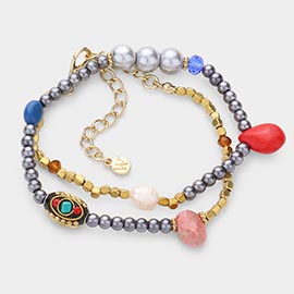 Bohemian Bead Pearl Stretchable Bracelet Necklace