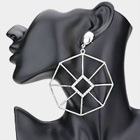 Oversized crystal detail geo wheel earrings