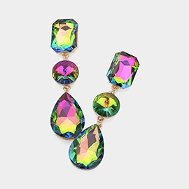 Triple Crystal Rhinestone Evening Earrings