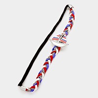 Braided faux suede & striped sailboat stretch headband