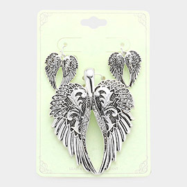 Vintage wings magnetic pendant set