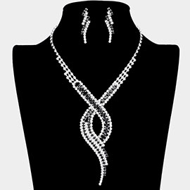 Swirl Rhinestone Paved Necklace