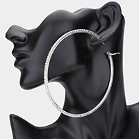 Crystal Rhinestone 3.75 Inch Hoop Earrings