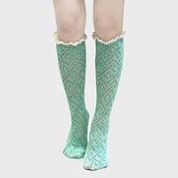 Lace Accented Knee High Socks