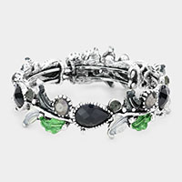 Glass Crystal and Metal Vine Open Adjustable Bracelet