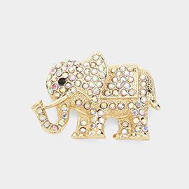Pave Glass Crystal Elephant Pin Brooch