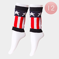 12-Pairs American Flag Leg Warmer Boot Toppers