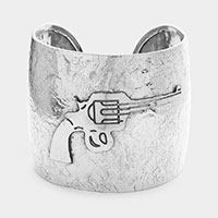 Hammered Wide Metal Gun Cuff Bracelet