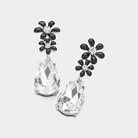 Flower & crystal teardrop earrings