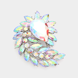 Glass Crystal Marquise Cluster Brooch / Pendant
