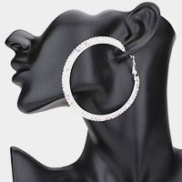 2-Row Crystal Rhinestone Hoop Earrings