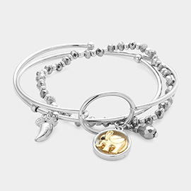 3PCS - Elephant horn charm stack bracelets