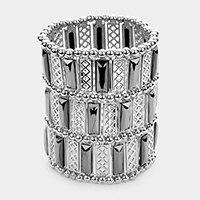 Rectangle crystal & metal stretch bracelet