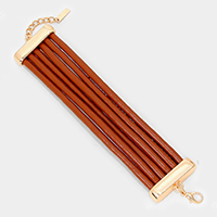 Multi-strand faux leather cord bracelet