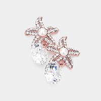 Crystal Cubic Zirconia Drop Starfish Earrings