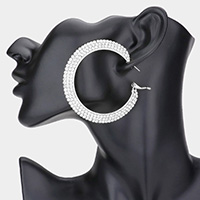 Crystal Rhinestone 2.5 Inch Hoop Earrings