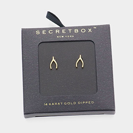 Secret Box_14K Gold Dipped Wishbone Stud Earrings