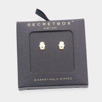 Secret Box_14K Gold Dipped Hamsa Hand Stud Earrings