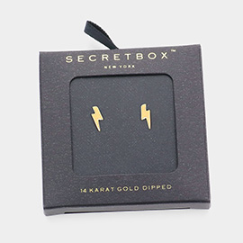 Secret Box _ 14K Gold dipped Lightning Bolt  Stud Earrings