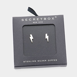 Secret Box _ Sterling Silver Dipped Lightning Bolt  Stud Earrings