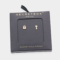 Secret Box_14K Gold Dipped Key & Lock Stud Earrings