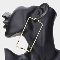 14K gold filled rectangle metal hoop pin catch earrings