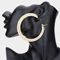 Crystal Rhinestone 2.8 Inch Hoop Earrings