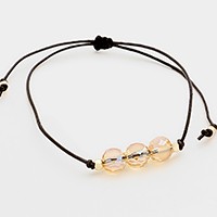 Triple glass bead cinch bracelet