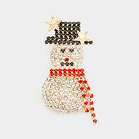 Crystal Christmas snowman pin brooch