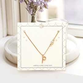 'P' small letter monogram pendant necklace with crystal