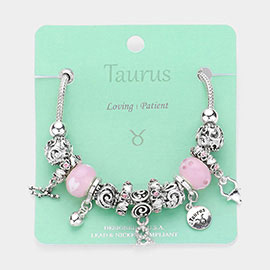 TAURUS - Multi-Beads Zodiac Sign Charm Bracelet