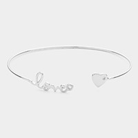 Love CZ heart cuff bracelet