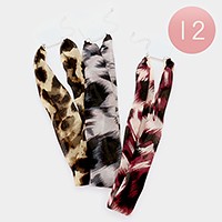 12 PCS - Patterned  chiffon scarf necklaces