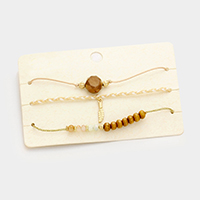 Glass wood beads & braided thread bracelet set