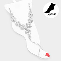 Crystal Rhinestone Anklet with Toe Ring Foot Chain