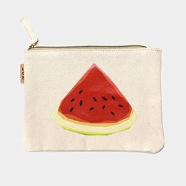 Watermelon Printed Cotton Canvas Eco Pouch Bag
