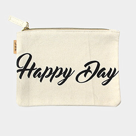 Happy Day Message Cotton Canvas Eco Pouch Bag